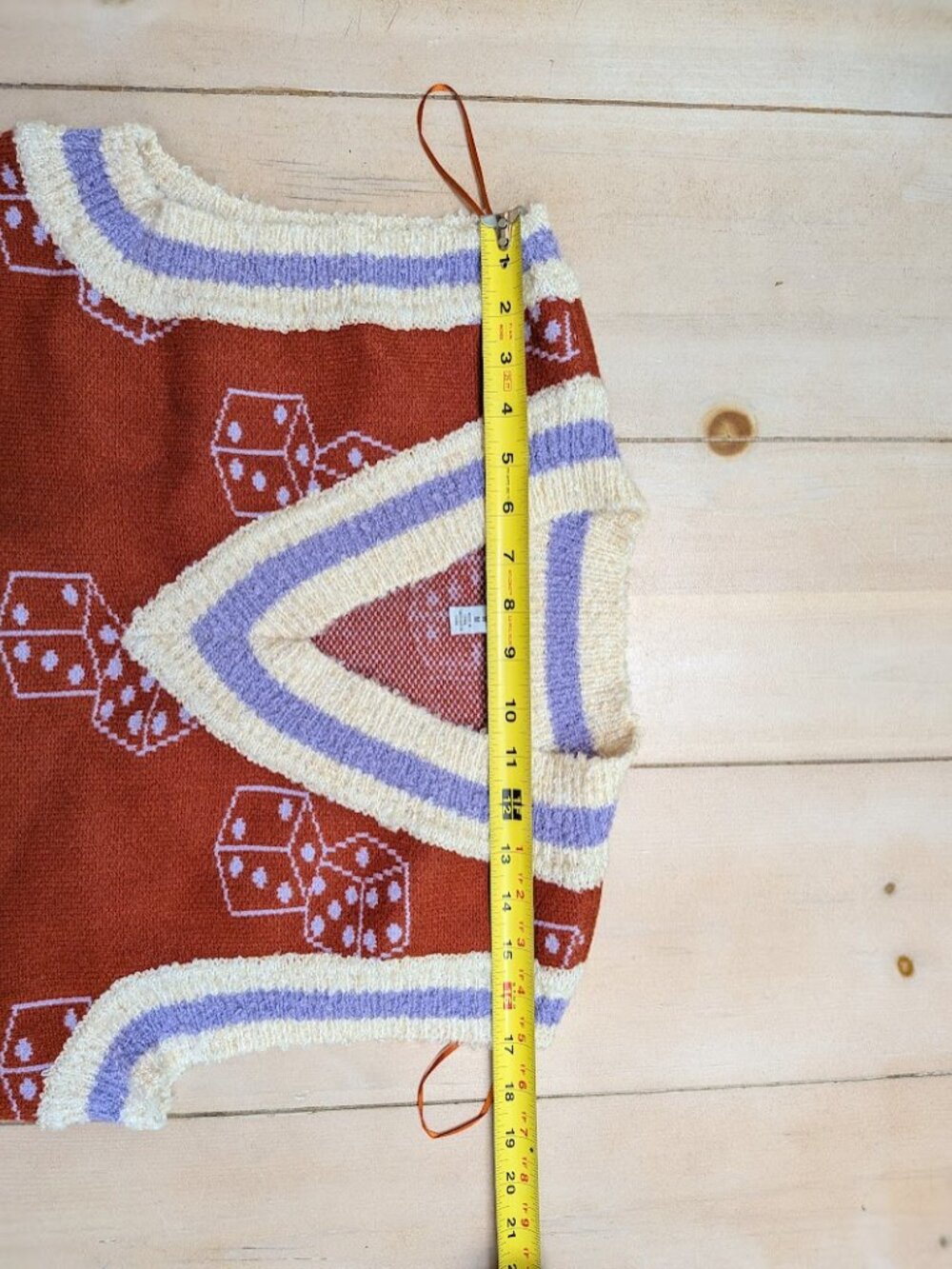 Urban Outfitters Dice Sweater Vest Medium Rust Lavender Y2K - Picture 7 of 12